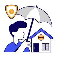Editable icon of home insurance vector