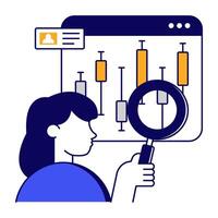 Premium flat icon of data analysis vector
