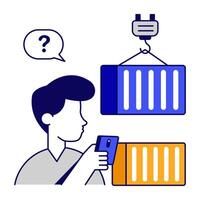 Modern flat design icon of container lifting vector