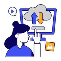 Editable flat design icon of cloud data transfer vector