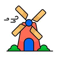 Windmill graphic icon, editable vector