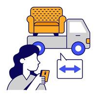 A colored design icon of furniture delivery vector