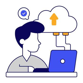 Modern flat design icon of cloud upload vector