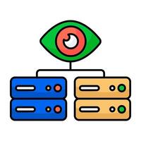 A colored design icon of data center monitoring vector