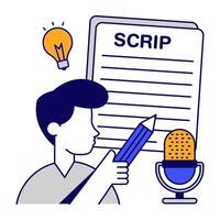 Conceptual flat design icon of script writing vector