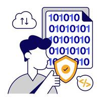 A premium download icon of secure binary data vector