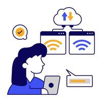 Editable icon of cloud data transfer vector