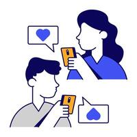 A colored design icon of mobile romantic chat vector
