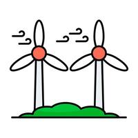 Winds turbines icon, editable vector