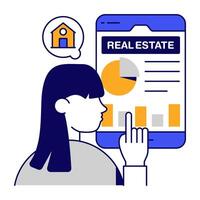 A flat icon design of property analytics vector