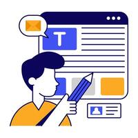 Conceptual flat design of online content writing vector