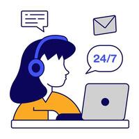 A colored design icon of 24 7 hr helpline vector