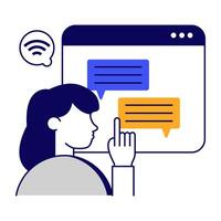 flat design icon of online chatting vector