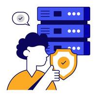 A flat icon design of server security vector