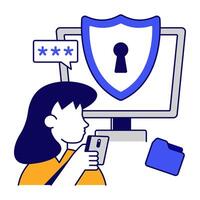 Monitor with showcasing system security icon vector