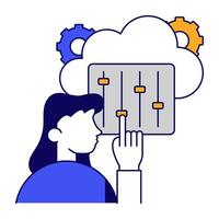 Editable icon of cloud equalizer vector