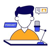 A colored design icon of podcast vector