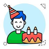 Modern colored design icon of birthday boy vector
