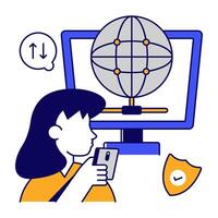 Conceptual flat design icon of secure network vector