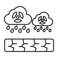 Unique linear design icon of acidic rain vector