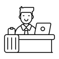 A design linear icon of hotel reception vector