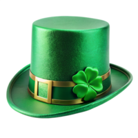 A Sparkling Green Leprechaun Hat with isolated on transparent background a Shamrock for St Patricks Day png