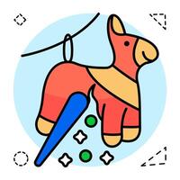 An icon colored design of pinata isolated on white background vector