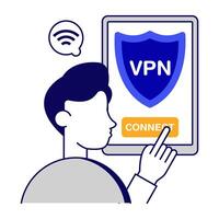 Flat design of connect VPN vector