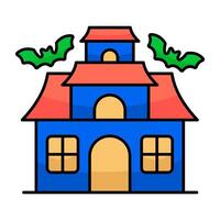 A flat design icon haunted house vector