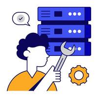 Db rack flat icon of server setting vector