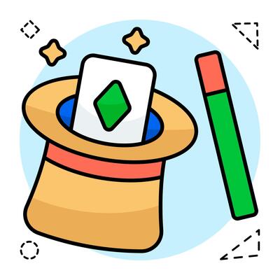 Creative colored design icon of magician hat