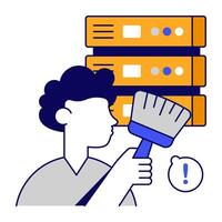 Trendy design of database cleaning vector