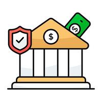 A flat design icon of secure bank vector
