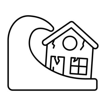 Flood in linear isolated on white background vector