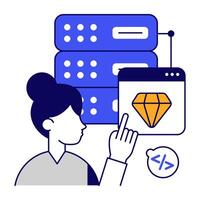 A flat icon design of precious server vector