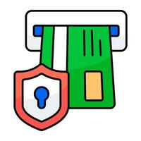A flat design icon of secure Atm withdrawal vector