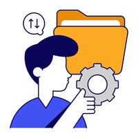 Conceptual flat design icon of folder management vector