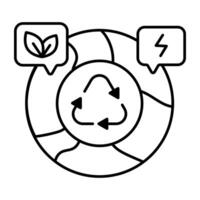 A premium linear design icon of global recycling vector