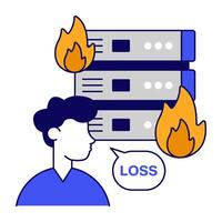 Trendy design icon of server burning vector