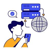 A flat icon design of global database vector