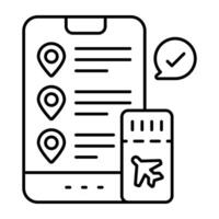 Modern linear icon of mobile ticket vector