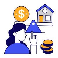 An icon of home vs money vector
