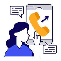 A unique design icon of mobile outgoing call vector