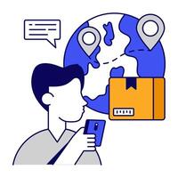 Perfect flat design icon of global location vector