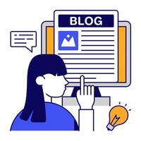 Conceptual flat design of blog writing vector