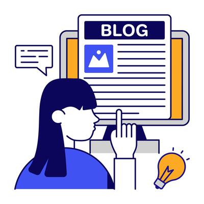 Conceptual flat design of blog writing