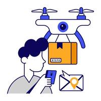 Modern flat design icon of drone delivery vector
