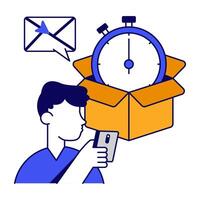 Perfect flat design icon of delivery time vector
