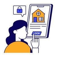 Editable icon of secure home vector