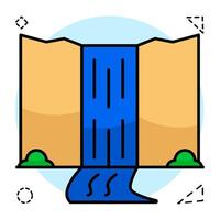 A beautiful design icon of waterfall vector